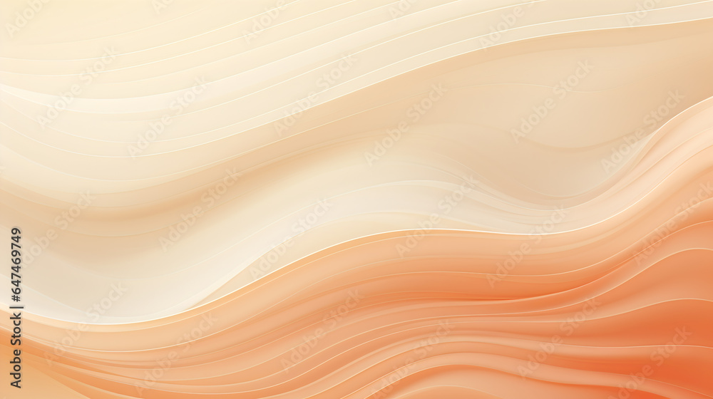 Abstract Sandstone Strata Background - Pale Cream and Orange Waves Wallpaper - Generative AI - obrazy, fototapety, plakaty 