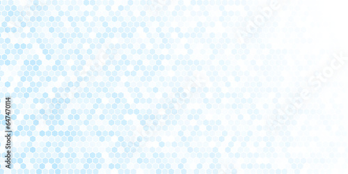 Beige ceramic bathroom wall tile. Hexagon mosaic tiles texture with blue and white filling.