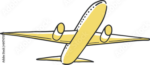 飛行機を斜め下から見上げた構図のイラスト素材