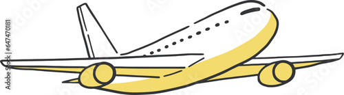 飛行機を斜め横から見た構図のイラスト素材