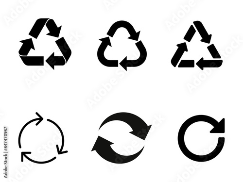 Biodegradable, compostable, recyclable icon set. Set of arrow recycle. Mega set of recycle icon. Green recycling and rotation arrow icon pack.Vector illustration