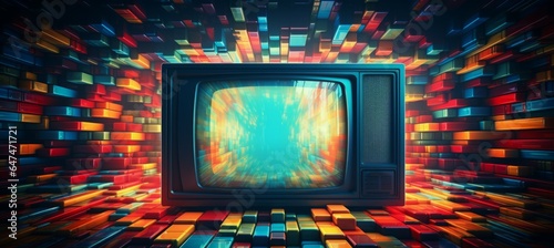 Colorful television. Generative AI technology. 