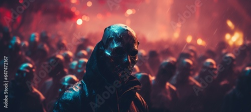 Masked killer gangster group. Generative AI technology.