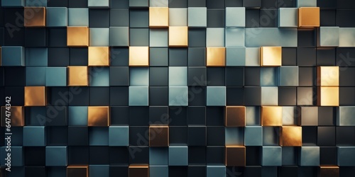 Mosaic Tile Creative Abstract Geometric Wallpaper. Display graphic. Computer Screen Digiral Art. Abstract Bright Surface Geometrical Horizontal Background. Ai Generated Vibrant Texture Pattern.