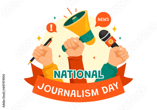 National Journalism Day Vector Illustration to Recognition and Appreciation for the Relentless Efforts of Journalists with Journal Equipments Design
