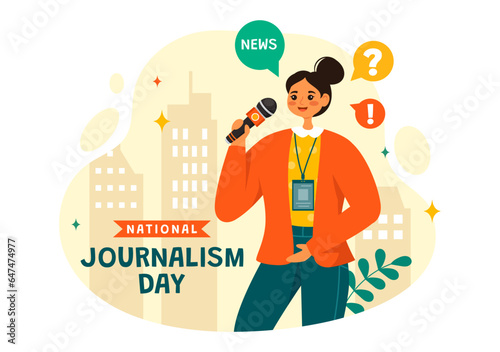 National Journalism Day Vector Illustration to Recognition and Appreciation for the Relentless Efforts of Journalists with Journal Equipments Design