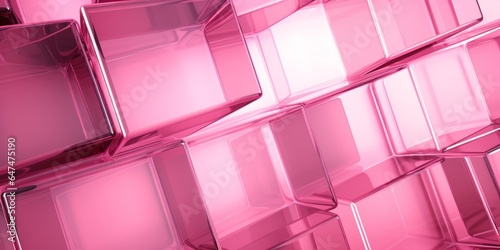 Pink Glass Creative Abstract Geometric Wallpaper. Display graphic. Computer Screen Digiral Art. Abstract Bright Surface Geometrical Horizontal Background. Ai Generated Vibrant Texture Pattern.