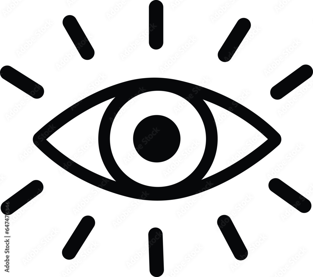 Eye icon thin line for web and mobile, modern minimalistic flat design. Eyesight symbol. Retina scan eye icon. black icon isolated on transparent background. - obrazy, fototapety, plakaty 