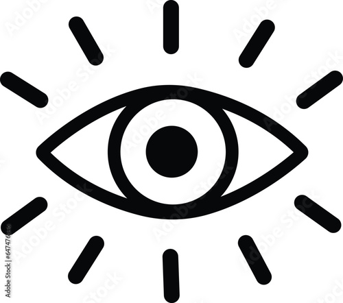Eye icon thin line for web and mobile, modern minimalistic flat design. Eyesight symbol. Retina scan eye icon. black icon isolated on transparent background.