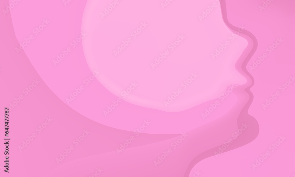 Pink abstract background, woman's face curves,abstract woman face.