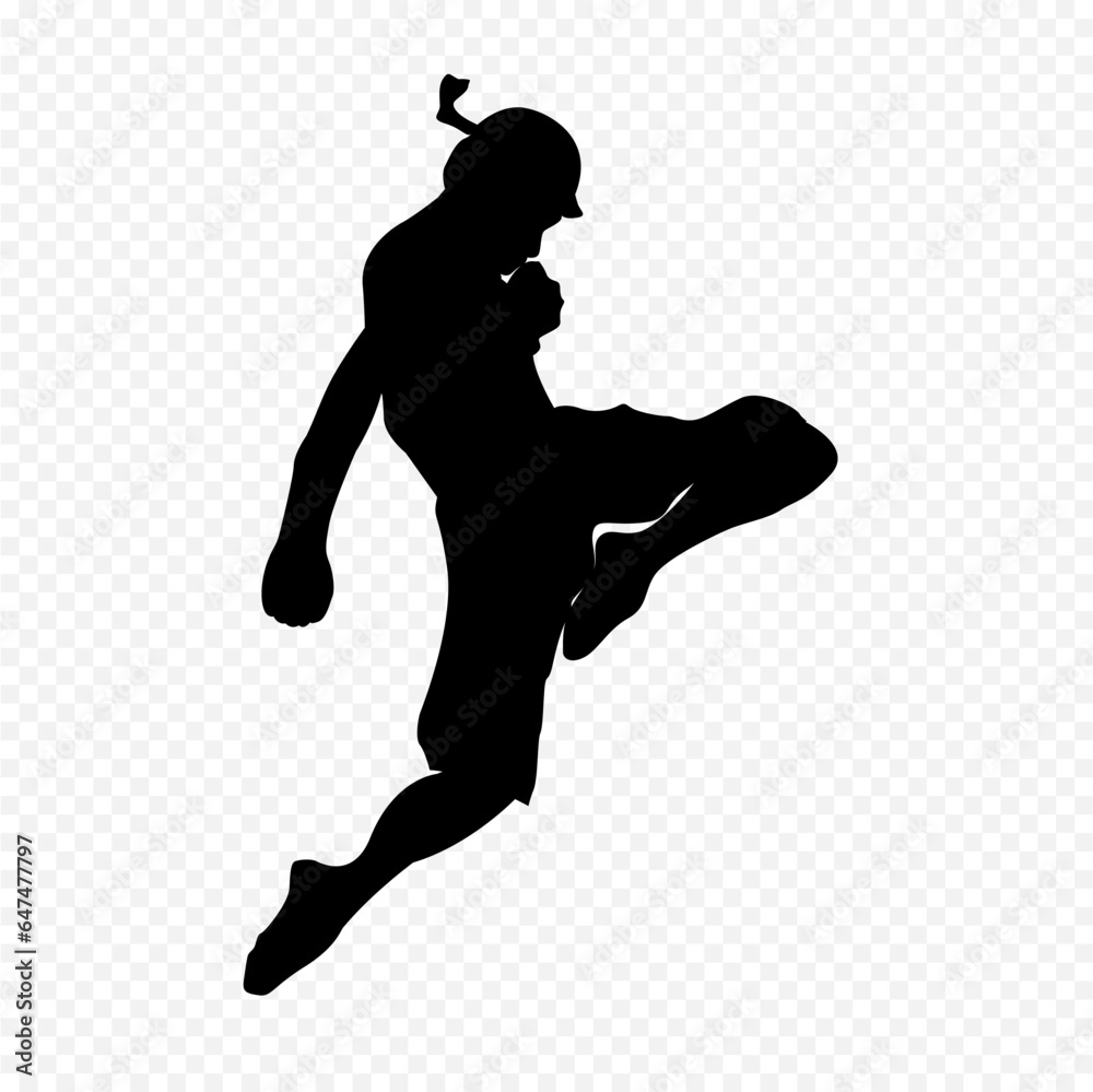 silhouette of a man jumping muathai