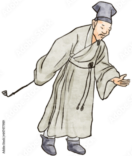 Korean traditional painting illustration, kimhongdo artist. scholar giving opinion