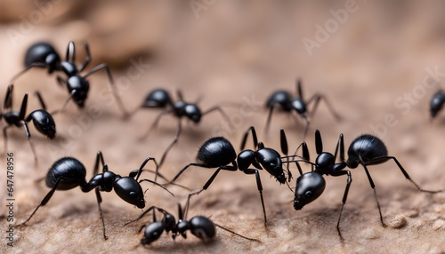 Black ants are walking beautifully on the ground. © Iqra