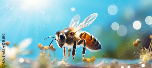 Flying bee. Generative AI technology. © Hero Design
