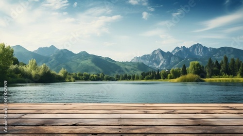 background Tranquil lake with mountains in the backdrop © Halim Karya Art