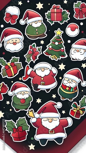 Collection of Christmas stickers of decorations