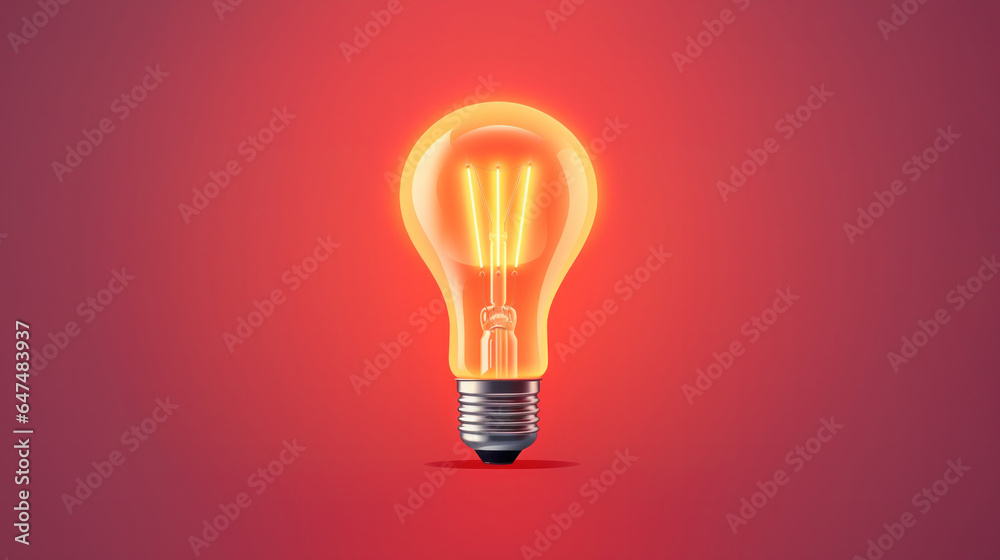 3D illustration retro light bulb isolated on red background. 3D illustration retro light bulb isolated on red background.