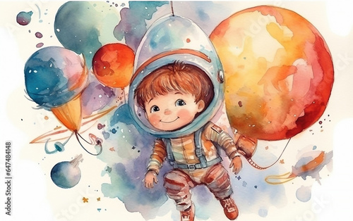 Illustrator child astronaut