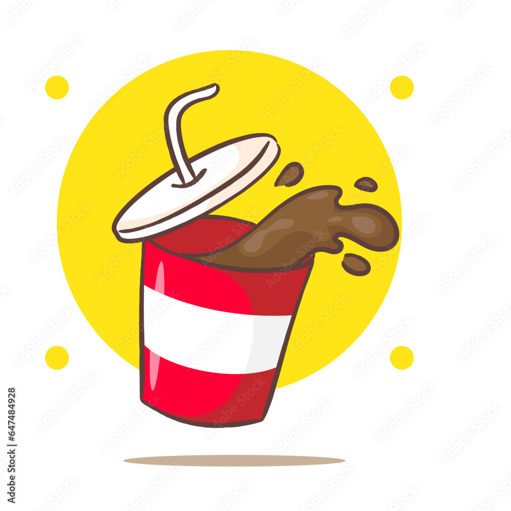 Soda drink or soft drink cartoon flat style. Drinks concept design. Isolated white background. Vector art illustration.