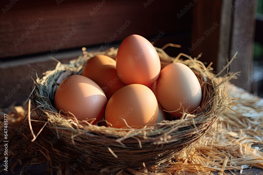 Agriculture, chicken eggs, farm in the countryside Agriculture, chicken eggs, farm in the countryside
