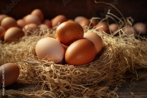 Agriculture, chicken eggs, farm in the countryside