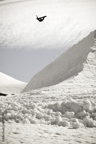 Snowboarder Doing A Trick Mid-Air; Norway photo