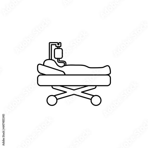 Emergency hospital bed in outline flat icon style. Vector illustration from World First Aid Day design element collection. Editable graphic resources for many purposes.