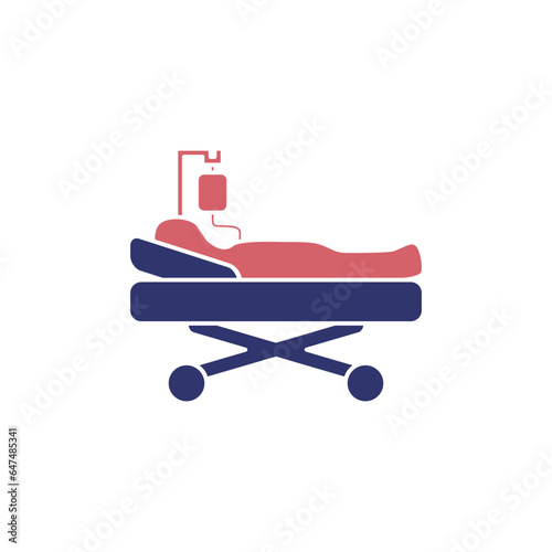 Emergency hospital bed in colored flat icon style. Vector illustration from World First Aid Day design element collection. Editable graphic resources for many purposes.