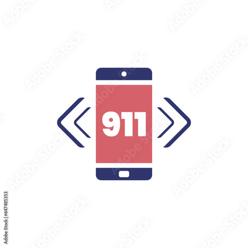 911 emergency call smartphone in colored flat icon style. Vector illustration from World First Aid Day design element collection. Editable graphic resources for many purposes.