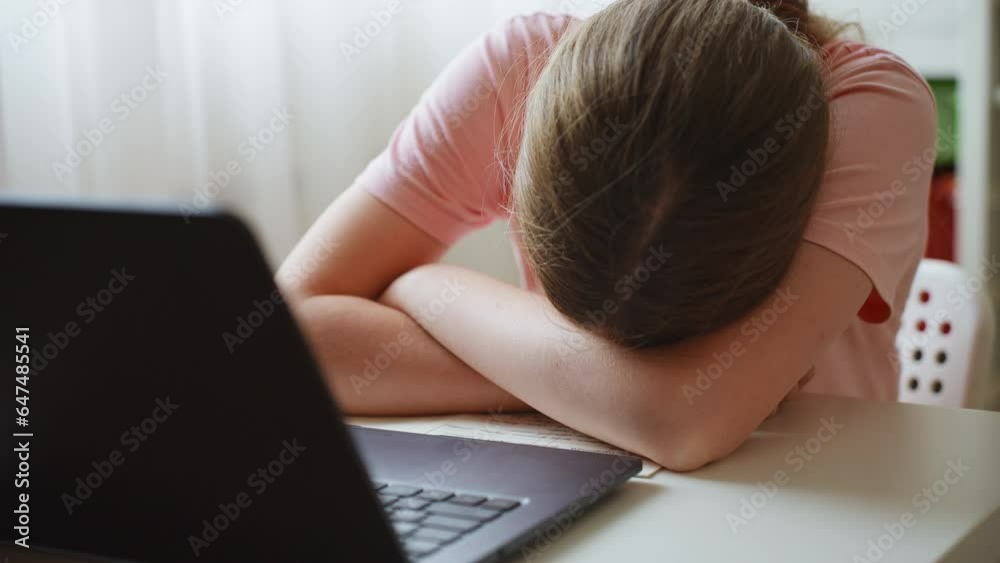 Teenage schoolgirl was tired of studying online Teenage schoolgirl was tired of studying online