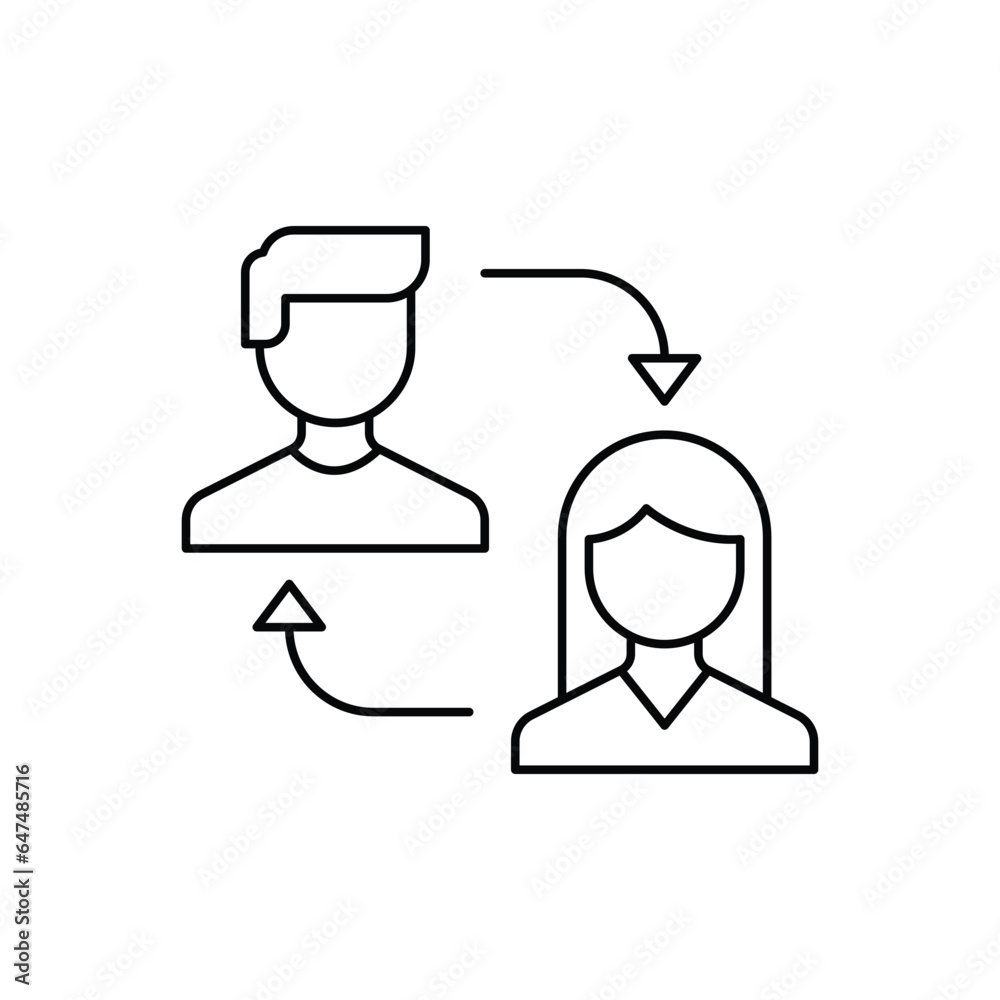 User replace icon design. Person replacement line outline icon. isolated on white background. vector illustration User replace icon design. Person replacement line outline icon. isolated on white background. vector illustration