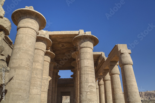 Column Reliefs, Hypostyle Hall, The Ramesseum (Or Mortuary Temple Of Ramese Ii); Luxor, West Bank, Nile Valley, Egypt photo