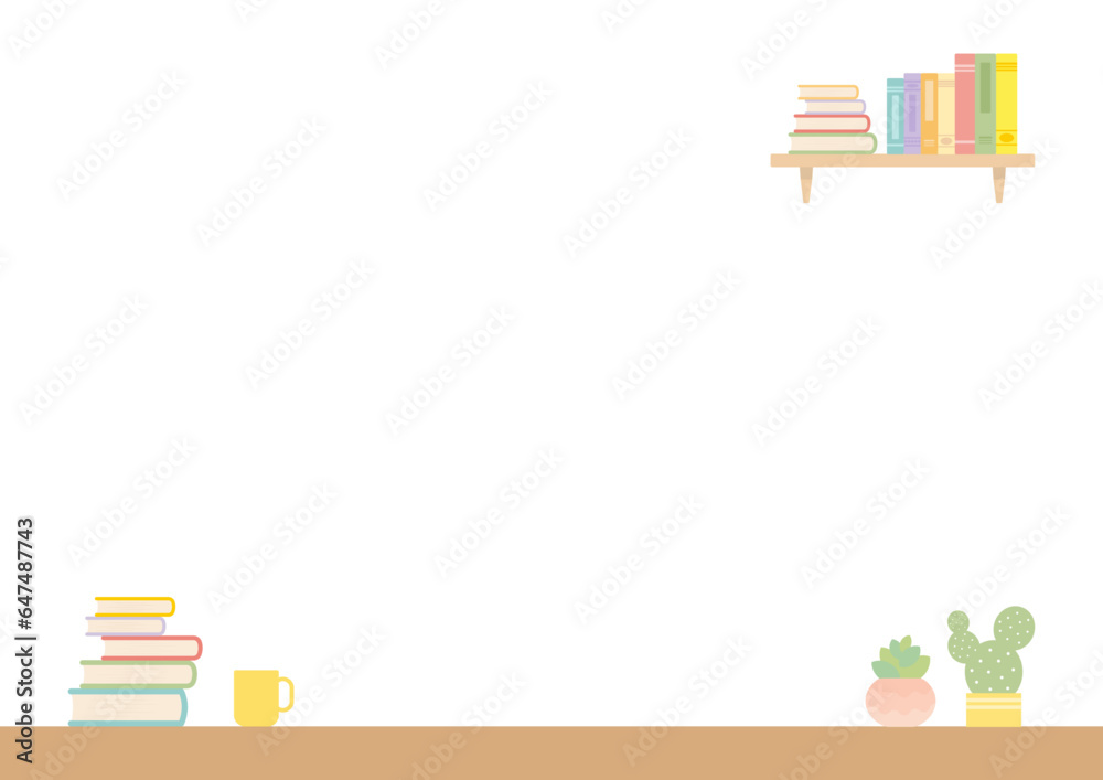 Fototapeta premium 読書のイメージイラスト、白背景