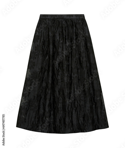 black long skirt isolated on white background