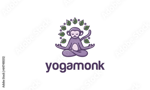 monkey and yoga logo combination. mascot character logo style.