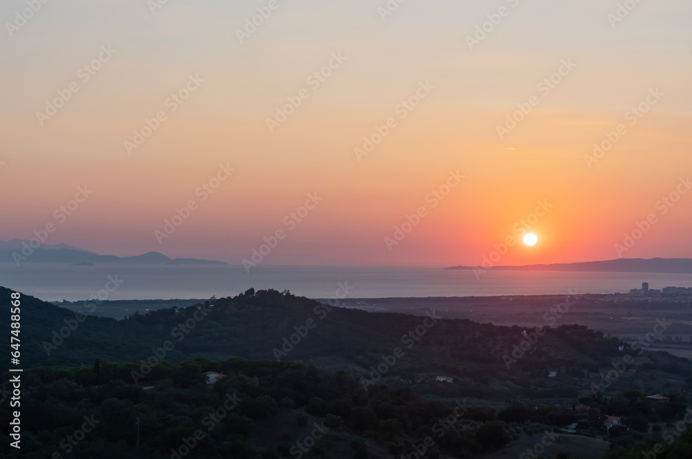 Spectacular sunset, gulf of Follonica, Maremma - Italy.