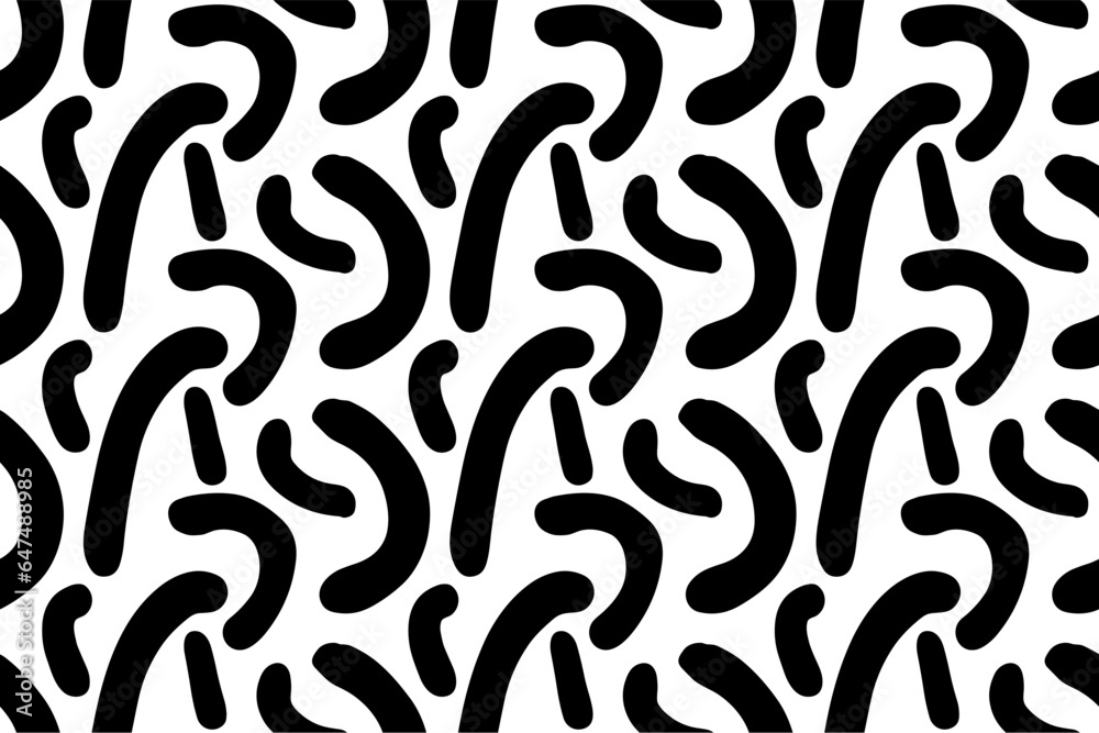Handdrawn black white simple modern seamless pattern background