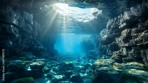 background Submerged underwater cave