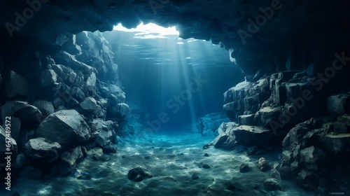 background Submerged underwater cave
