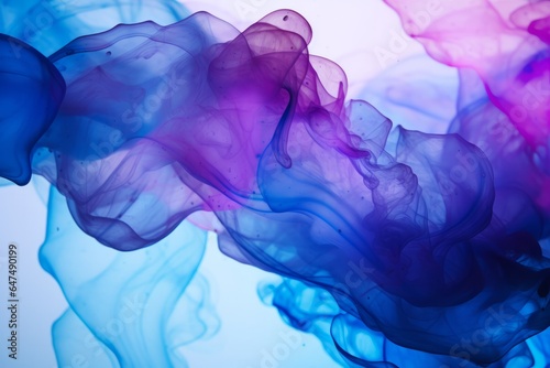Abstract Blue and Purple Liquid Background with Swirling Patterns and Copy Space