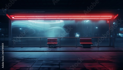 Empty Station: Night City Street with Urban Lights and Copy Space