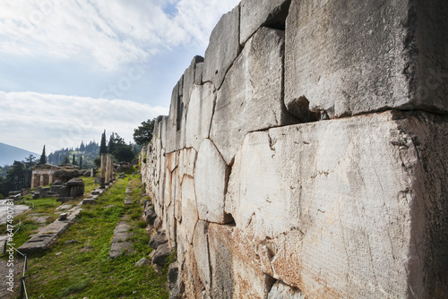 Athenian Stoa; Delphi, Greece photo