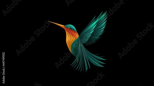 Colorful unique hummingbirds logo design template © Beny