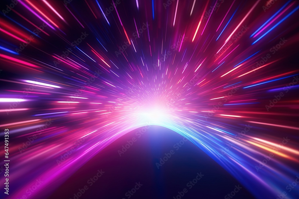 Obraz premium abstract futuristic background with pink blue glowing neon moving high speed wave lines and bokeh lights. Data transfer concept Fantastic wallpaper
