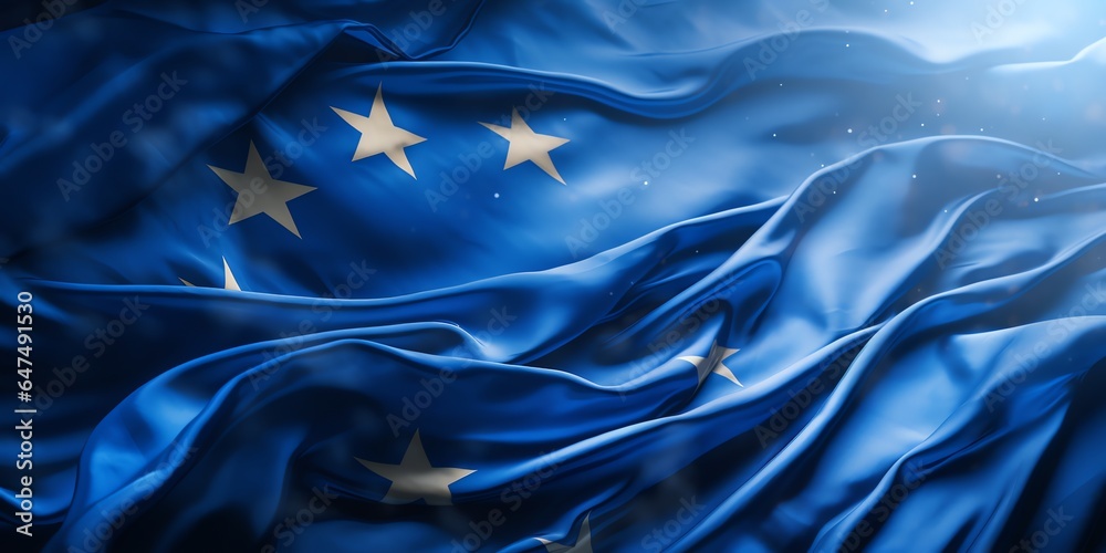 Close-up of european flag with copy space background - obrazy, fototapety, plakaty 