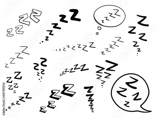 Sleep zzzz doodle symbol set. dream icon. Doodle comic sketch style