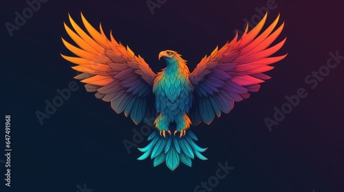Vector illustration of an eagle with it's wings wide spread © Beny