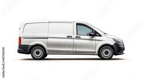 side view of white van on white background great for mockup and concepts. generative AI
