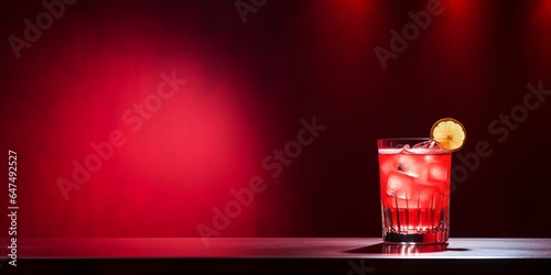 Close-up of red drink with copy space background photo