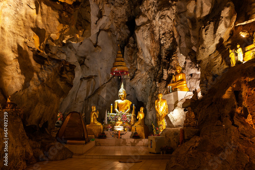 Pak Piang Cave Temple. Buddha image in the cave. Chiang Dao. Thailand.